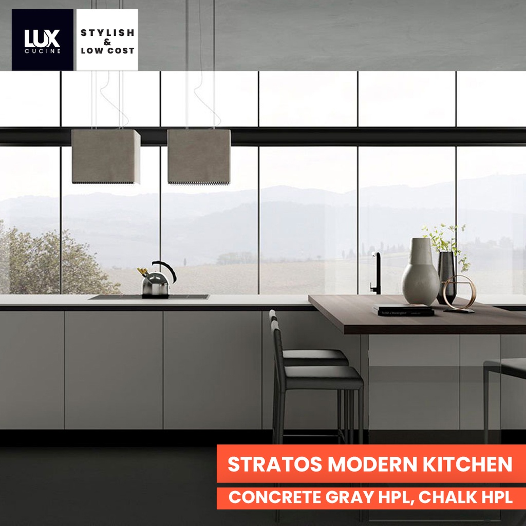 CRC STRATOS Modern Kitchen Concrete Gray HPL Finish